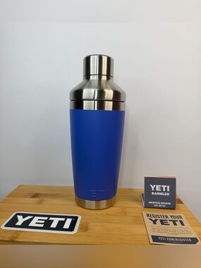 Yeti Blue Stainless Steel Cocktail Shaker with Brushed Steel Top